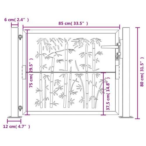 Vrtna vrata 105 x 80 cm od čelika COR-TEN s uzorkom bambusa 105 x 80 cm Cijena