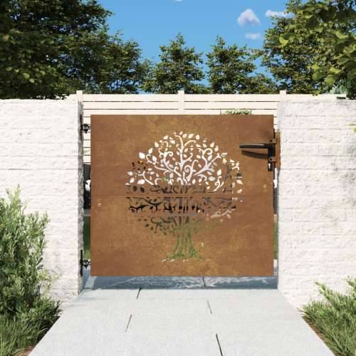 Vrtna vrata 85 x 100 cm od čelika COR-TEN s uzorkom stabla - 85 x 100 cm Cijena