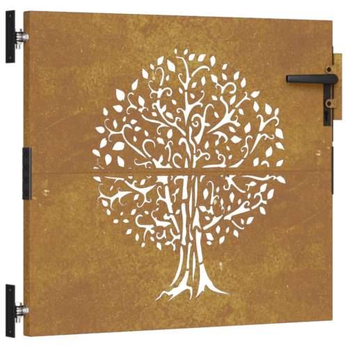 Vrtna vrata 85 x 100 cm od čelika COR-TEN s uzorkom stabla - 85 x 100 cm Cijena