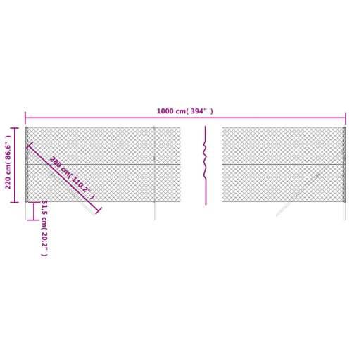 Žičana ograda antracit 2,2 x 10 m Cijena
