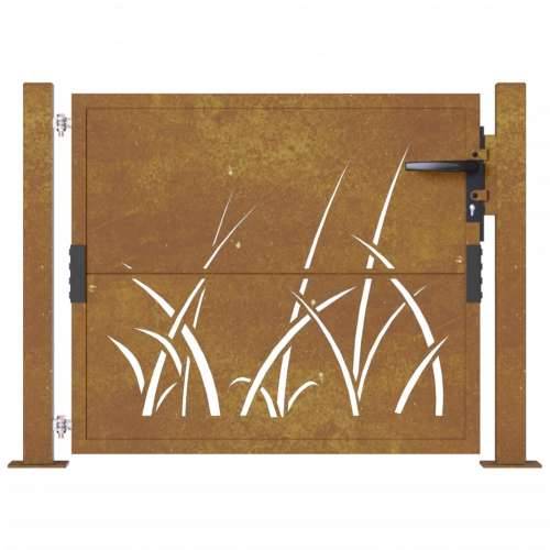 Dvorišna vrata - Vrtna vrata 105 x 80 cm od čelika COR-TEN s uzorkom trave - 105 x 80 cm Cijena