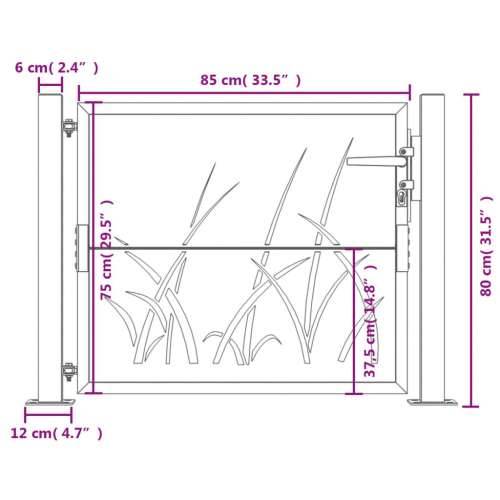Dvorišna vrata - Vrtna vrata 105 x 80 cm od čelika COR-TEN s uzorkom trave - 105 x 80 cm Cijena