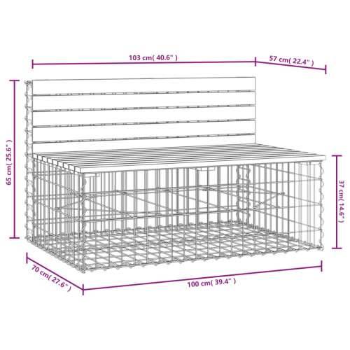 Vrtna klupa s gabionskim dizajnom 103x70x65 cm masivna borovina - Prirodna boja bora 103 x 70 x 65 cm 1 Cijena