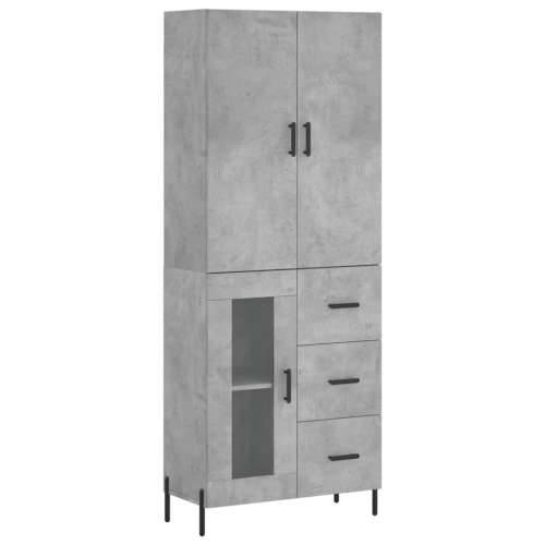 Visoka komoda siva betona 69,5x34x180 cm od konstruiranog drva - Beton siva 1 1 staklena vrata 3 ladice Cijena