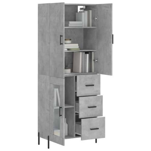 Visoka komoda siva betona 69,5x34x180 cm od konstruiranog drva - Beton siva 1 1 staklena vrata 3 ladice Cijena