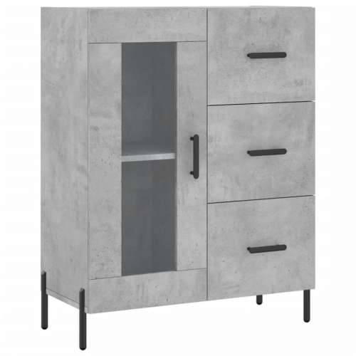 Visoka komoda siva betona 69,5x34x180 cm od konstruiranog drva - Beton siva 1 1 staklena vrata 3 ladice Cijena