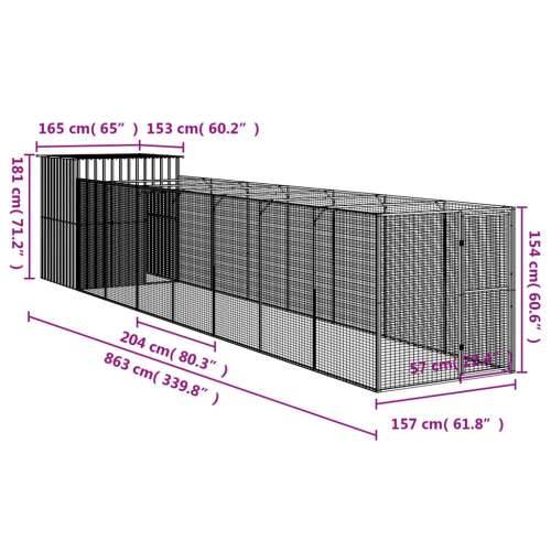 Kućica za pse s igralištem svjetlosiva 165x863x181 cm čelična - Svjetlosiva 165 x 863 x 181 cm Cijena