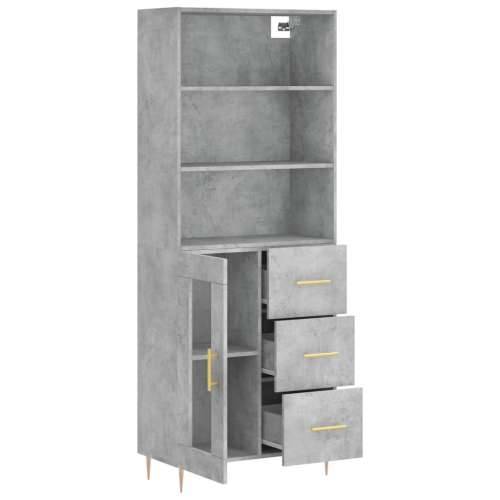 Visoka komoda siva betona 69,5x34x180 cm od konstruiranog drva - Beton siva 1 1 staklena vrata 3 ladice Cijena