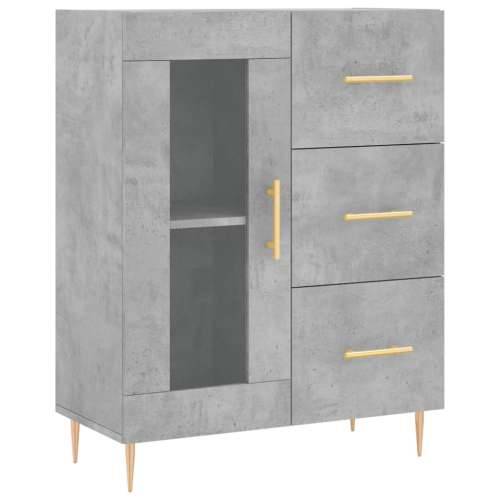Visoka komoda siva betona 69,5x34x180 cm od konstruiranog drva - Beton siva 1 1 staklena vrata 3 ladice Cijena