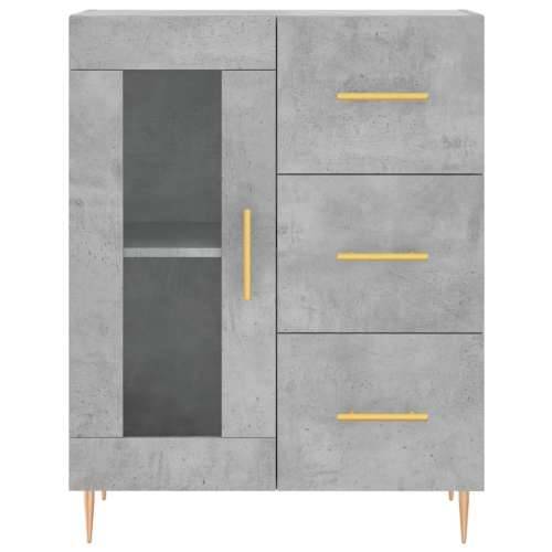 Visoka komoda siva betona 69,5x34x180 cm od konstruiranog drva - Beton siva 1 1 staklena vrata 3 ladice Cijena