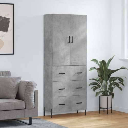Visoka komoda siva betona 69,5x34x180 cm od konstruiranog drva - Beton siva 1 3 ladice Cijena