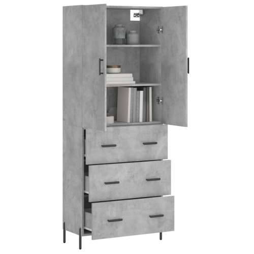 Visoka komoda siva betona 69,5x34x180 cm od konstruiranog drva - Beton siva 1 3 ladice Cijena