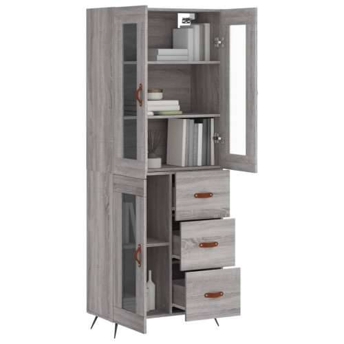 Visoka komoda siva sonome 69,5x34x180 cm od konstruiranog drva - Sivi hrast sonoma 1 1 staklena vrata 3 ladice Cijena