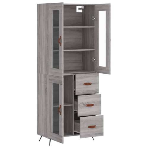 Visoka komoda siva sonome 69,5x34x180 cm od konstruiranog drva - Sivi hrast sonoma 1 1 staklena vrata 3 ladice Cijena