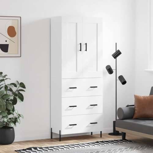 Visoka komoda bijela 69,5x34x180 cm konstruirano drvo - Bijela 1 3 ladice Cijena
