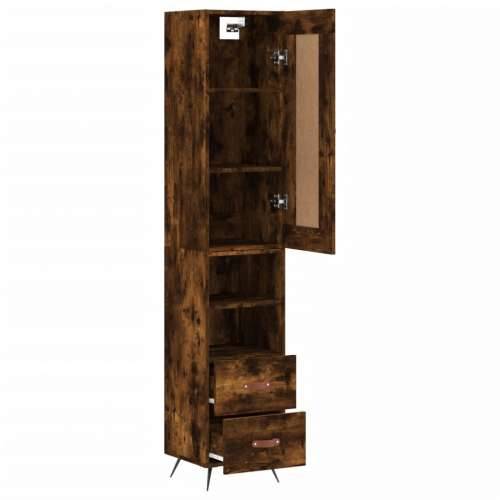 Visoka komoda dimljeni hrast 34,5x34x180cm konstruiranog drva - Dimljeni hrast 1 2 ladice 2 police Cijena