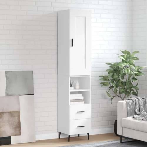 Visoka komoda bijeli 34,5x34x180 cm od konstruiranog drva - Bijela 1 2 ladice 2 police Cijena