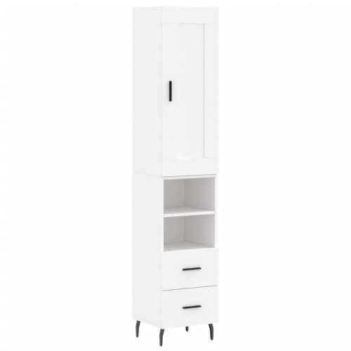 Visoka komoda bijeli 34,5x34x180 cm od konstruiranog drva - Bijela 1 2 ladice 2 police Cijena