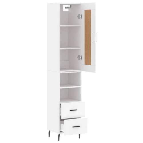 Visoka komoda bijeli 34,5x34x180 cm od konstruiranog drva - Bijela 1 2 ladice 2 police Cijena