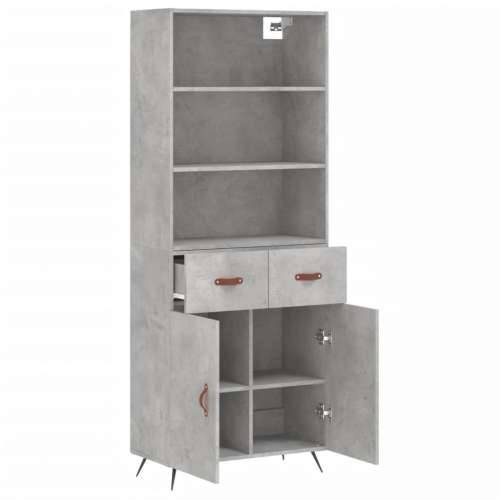 Visoka komoda siva betona 69,5x34x180 cm od konstruiranog drva - Beton siva 1 2 vrata 2 ladice Cijena