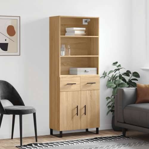 Visoka komoda hrasta sonome 69,5x34x180cm od konstruiranog drva - sonoma hrast 1 2 vrata 2 ladice Cijena