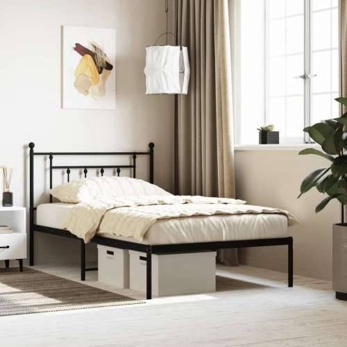 Metalni okvir za krevet s uzglavljem crni 107x203 cm - Crna 107 x 203 cm s uzglavljem Cijena