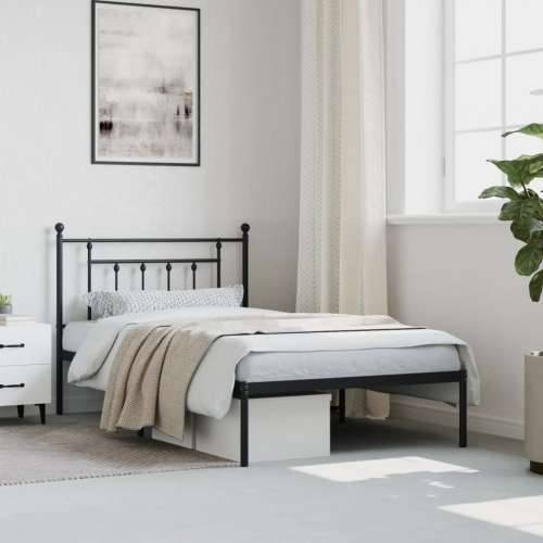 Metalni okvir za krevet s uzglavljem crni 107x203 cm - Crna 107 x 203 cm s uzglavljem Cijena
