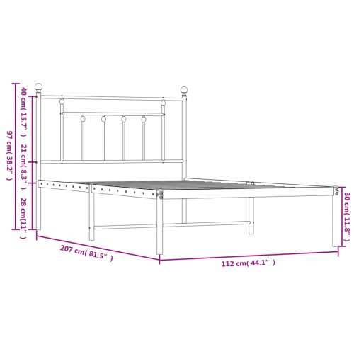 Metalni okvir za krevet s uzglavljem crni 107x203 cm - Crna 107 x 203 cm s uzglavljem Cijena