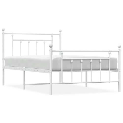 Metalni okvir kreveta uzglavlje i podnožje bijeli 100x200 cm - Bijela 100 x 200 cm s uzglavljem i podnožjem Cijena