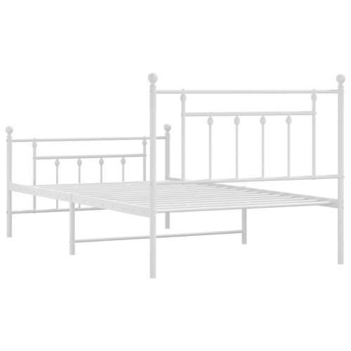 Metalni okvir kreveta uzglavlje i podnožje bijeli 100x200 cm - Bijela 100 x 200 cm s uzglavljem i podnožjem Cijena