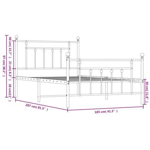 Metalni okvir kreveta uzglavlje i podnožje bijeli 100x200 cm - Bijela 100 x 200 cm s uzglavljem i podnožjem Cijena