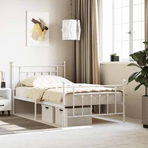 Metalni okvir kreveta uzglavlje i podnožje bijeli 107x203 cm - Bijela 107 x 203 cm s uzglavljem i podnožjem Cijena