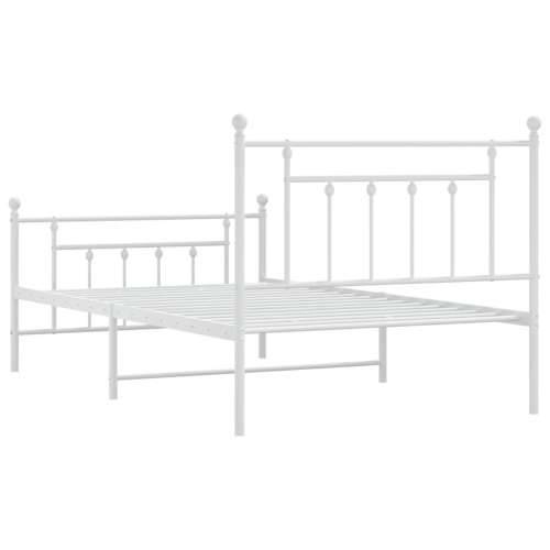 Metalni okvir kreveta uzglavlje i podnožje bijeli 107x203 cm - Bijela 107 x 203 cm s uzglavljem i podnožjem Cijena