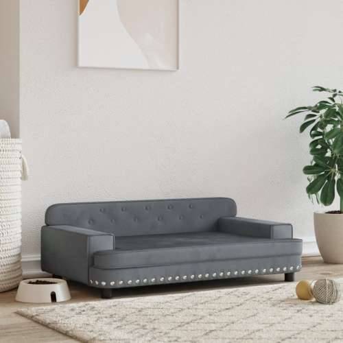 Krevet za pse tamnosivi 90 x 53 x 30 cm baršunasti - Tamno siva 90 x 53 x 30 cm Baršun Cijena