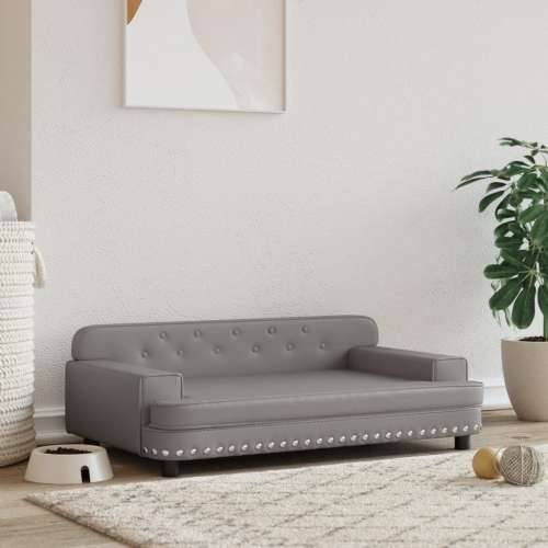 Krevet za pse sivo 90 x 53 x 30 cm od umjetne kože - Siva 90 x 53 x 30 cm Cijena