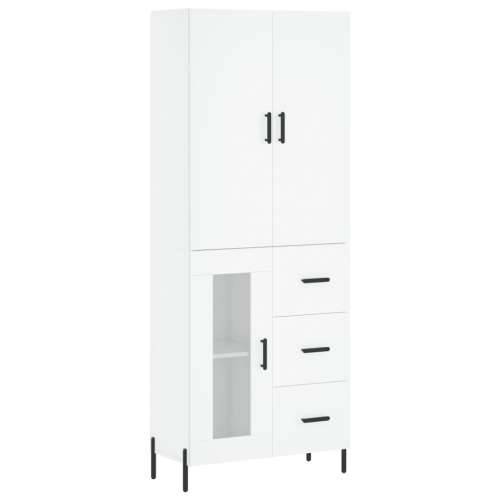 Visoka komoda bijela 69,5x34x180 cm konstruirano drvo - Bijela 1 1 staklena vrata 3 ladice Cijena
