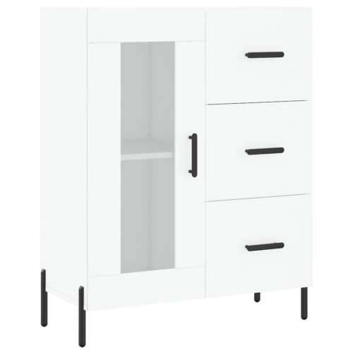 Visoka komoda bijela 69,5x34x180 cm konstruirano drvo - Bijela 1 1 staklena vrata 3 ladice Cijena