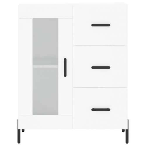 Visoka komoda bijela 69,5x34x180 cm konstruirano drvo - Bijela 1 1 staklena vrata 3 ladice Cijena