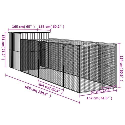 Kućica za pse s igralištem svjetlosiva 165x659x181 cm čelična - Svjetlosiva 165 x 659 x 181 cm Cijena
