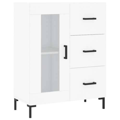 Visoka komoda bijela 69,5x34x180 cm konstruirano drvo - Bijela 1 1 staklena vrata 3 ladice Cijena