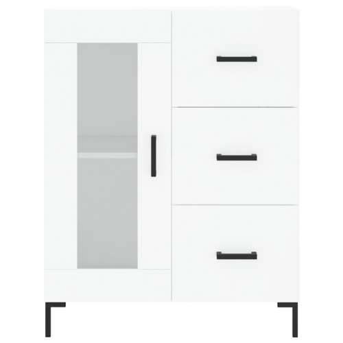 Visoka komoda bijela 69,5x34x180 cm konstruirano drvo - Bijela 1 1 staklena vrata 3 ladice Cijena