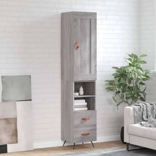Visoka komoda siva sonome 34,5x34x180 cm od konstruiranog drva - Sivi hrast sonoma 1 2 ladice 2 police Cijena