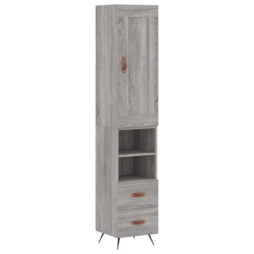 Visoka komoda siva sonome 34,5x34x180 cm od konstruiranog drva - Sivi hrast sonoma 1 2 ladice 2 police Cijena