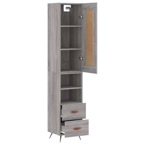 Visoka komoda siva sonome 34,5x34x180 cm od konstruiranog drva - Sivi hrast sonoma 1 2 ladice 2 police Cijena