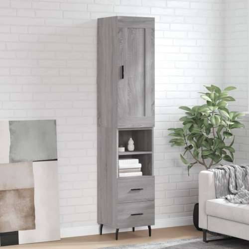 Visoka komoda siva sonome 34,5x34x180 cm od konstruiranog drva - Sivi hrast sonoma 1 2 ladice 2 police Cijena