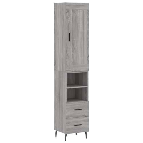Visoka komoda siva sonome 34,5x34x180 cm od konstruiranog drva - Sivi hrast sonoma 1 2 ladice 2 police Cijena