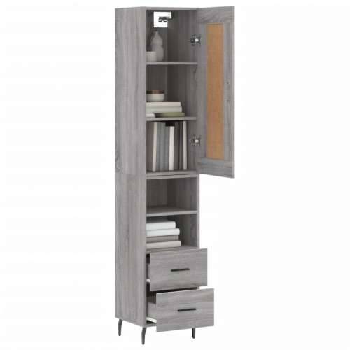 Visoka komoda siva sonome 34,5x34x180 cm od konstruiranog drva - Sivi hrast sonoma 1 2 ladice 2 police Cijena