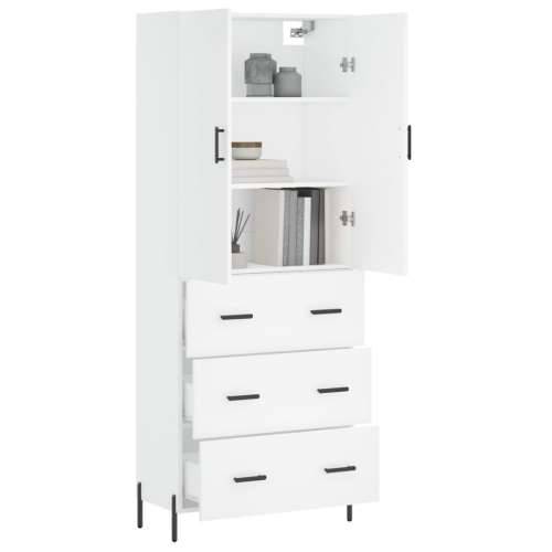 Visoka komoda bijela 69,5x34x180 cm konstruirano drvo - Bijela 1 3 ladice Cijena
