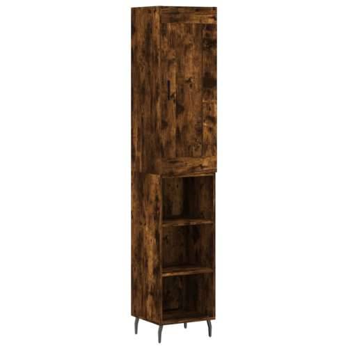 Visoka komoda dimljeni hrast 34,5x34x180cm konstruiranog drva - Dimljeni hrast 1 3 police Cijena