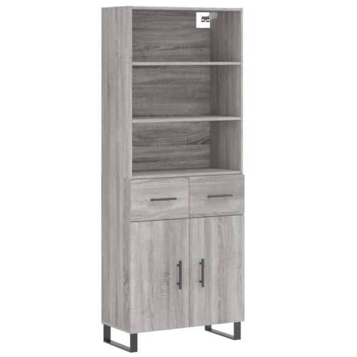Visoka komoda siva sonome 69,5x34x180 cm od konstruiranog drva - Sivi hrast sonoma 1 2 vrata 2 ladice Cijena